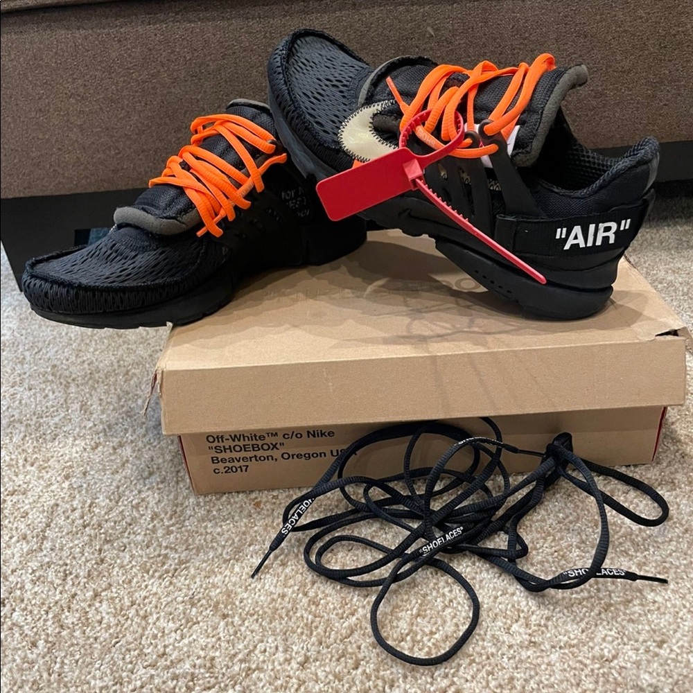 Nike Air Presto Off-White Black (2018), US 8 Mens (yellowed Swoosh)